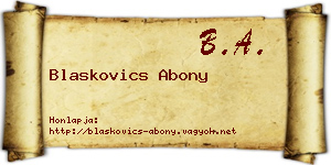 Blaskovics Abony névjegykártya